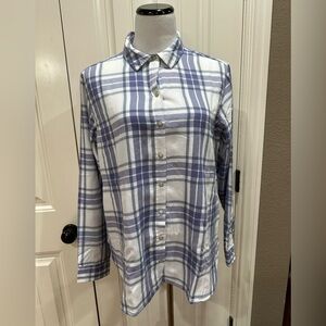 NWT! JACHS GF purple&white Plaid long sleeve Flannel with side pockets SZ.medium